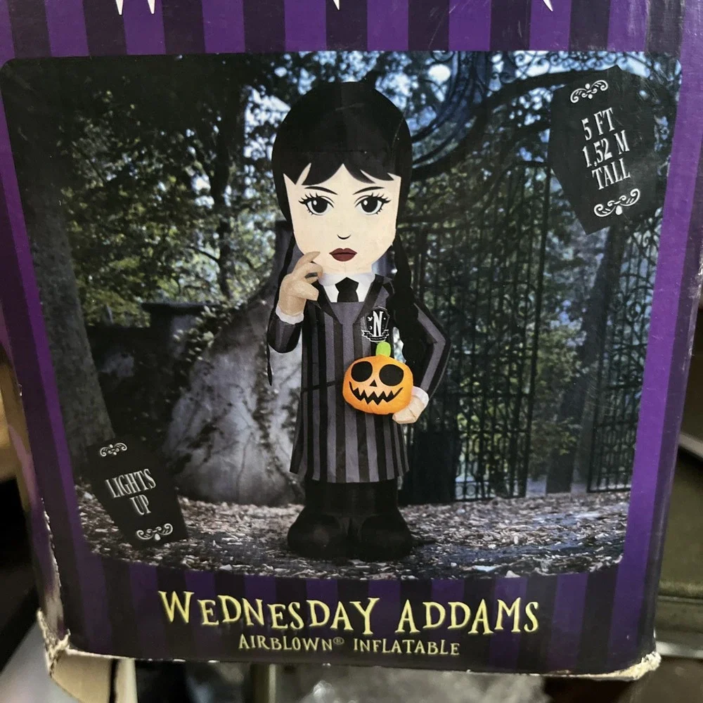 NEW 3.5 Ft LED Wednesday Addams Airbolowb Inflatable Halloween Lights Up